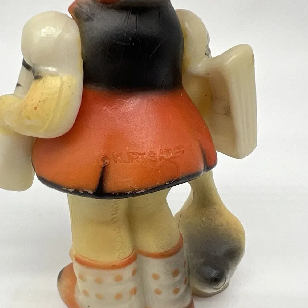 VTG 70s Hong Kong Plastic Christmas Ornament Children Mice Hummel Style Lot of 7